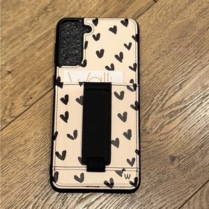 Walli Cases Heart Design Samsung S21 Plus Phone Case - Black and Cream